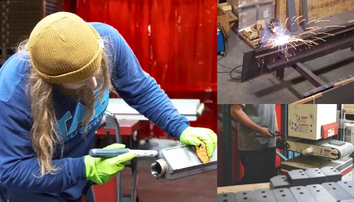 TAB Industries employees fabricating metal parts
